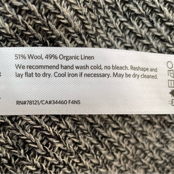 NWOT Eileen Fisher Wool Organic Linen Open Cardigan Sweater Colorblock Gray - Picture 5 of 16